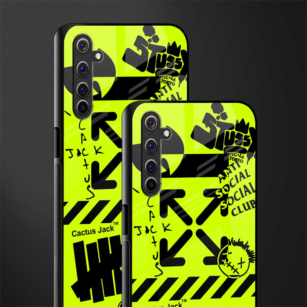 neon travis scott x anti social social club glass case for realme 6i image-2