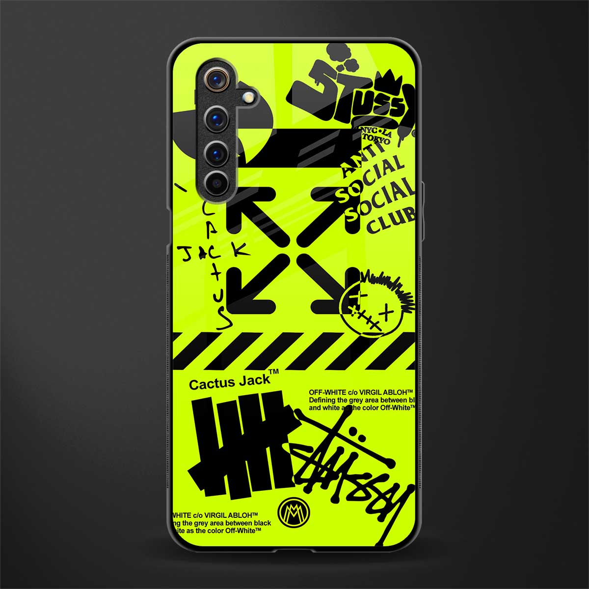 neon travis scott x anti social social club glass case for realme 6i image