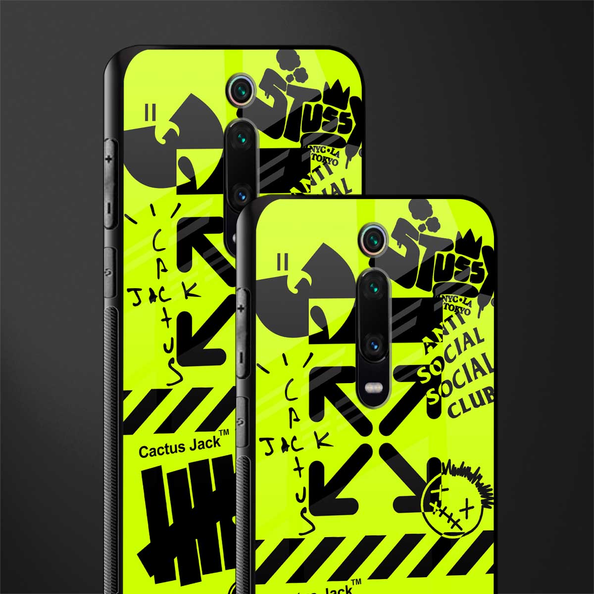 neon travis scott x anti social social club glass case for redmi k20 image-2