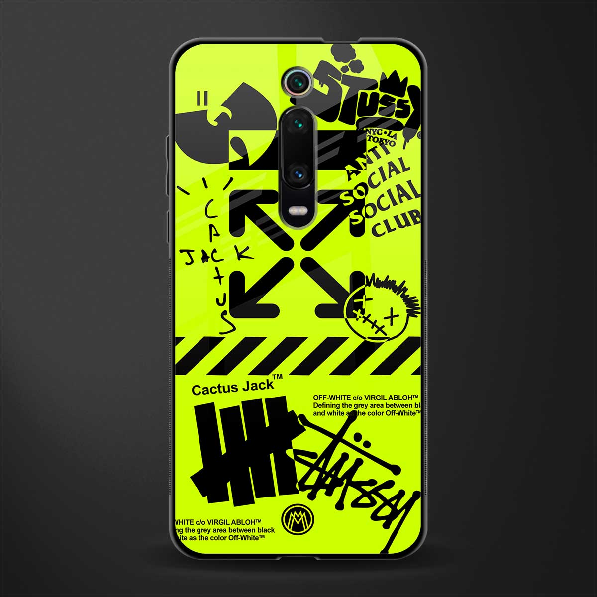 neon travis scott x anti social social club glass case for redmi k20 pro image