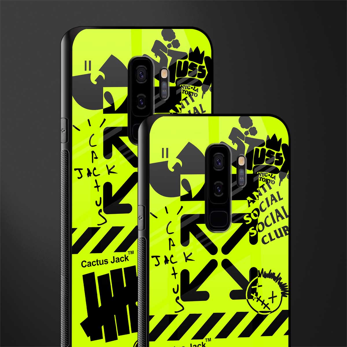 neon travis scott x anti social social club glass case for samsung galaxy s9 plus image-2