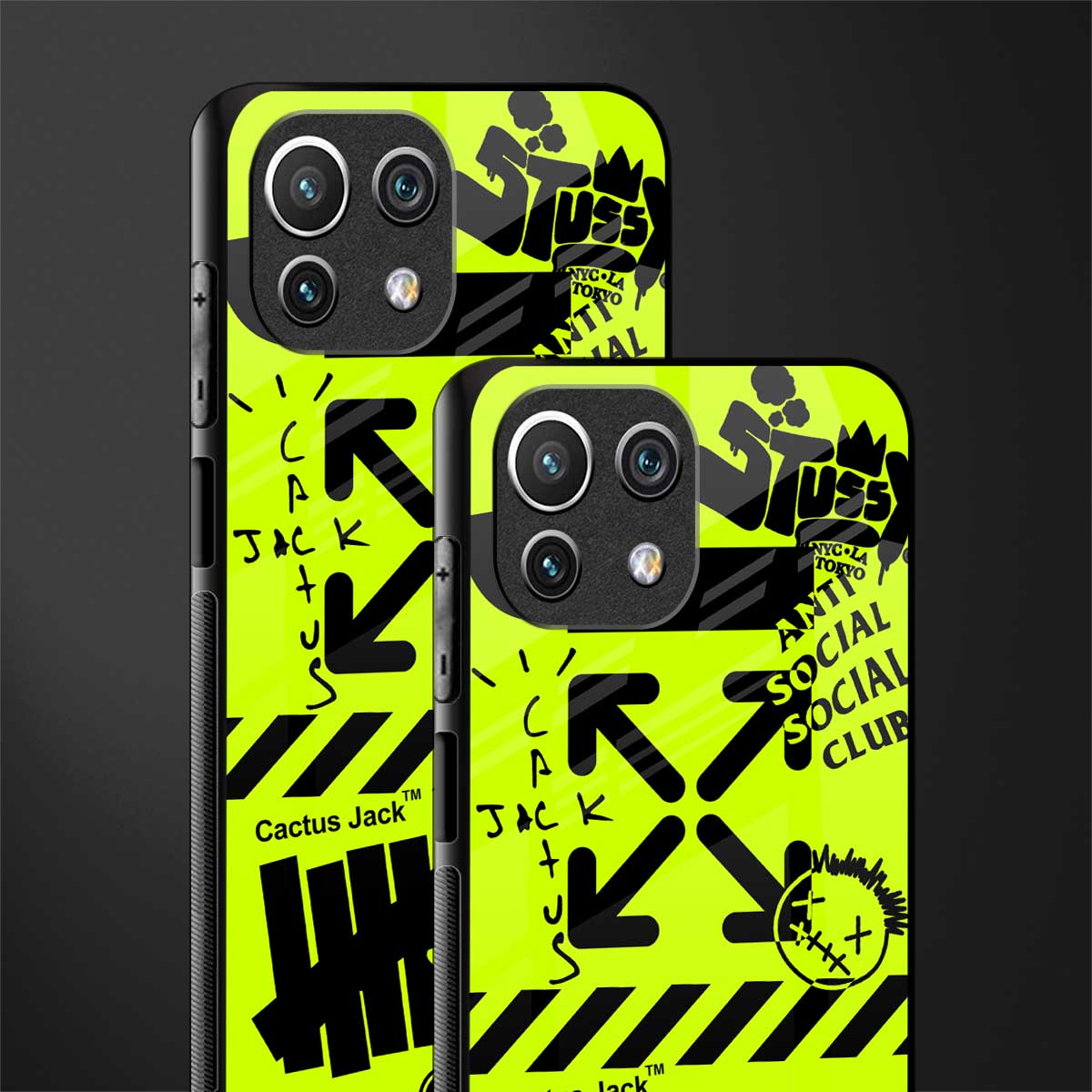 neon travis scott x anti social social club glass case for mi 11 lite image-2