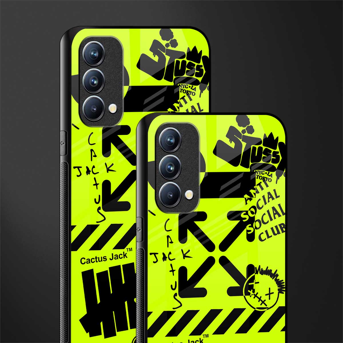 neon travis scott x anti social social club glass case for oppo f19s image-2