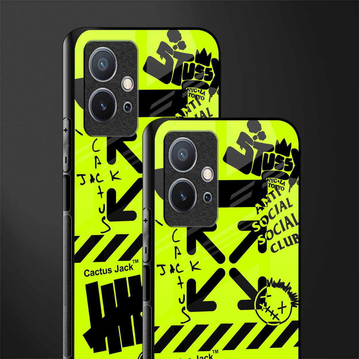 neon travis scott x anti social social club glass case for vivo y75 5g image-2
