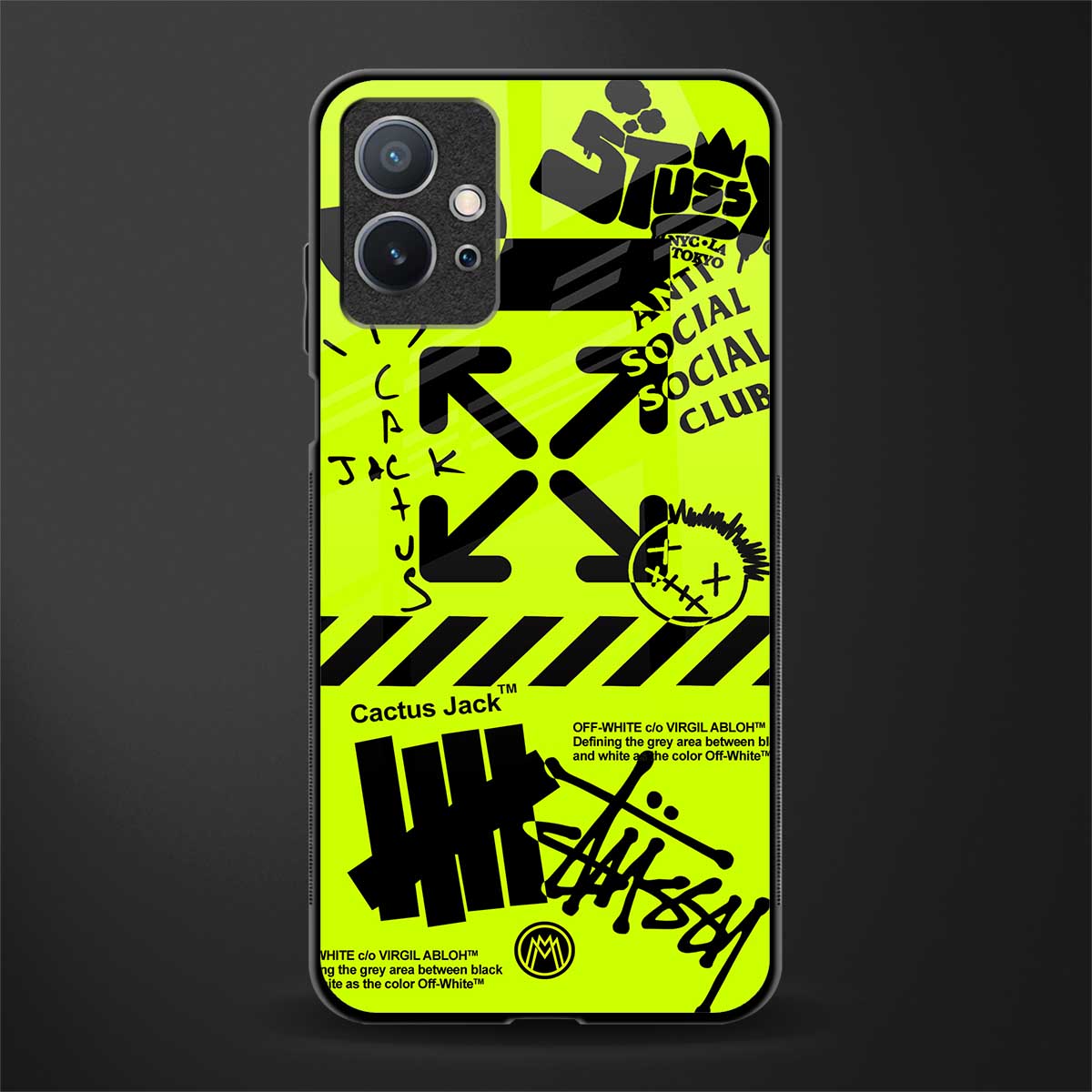 neon travis scott x anti social social club glass case for vivo y75 5g image