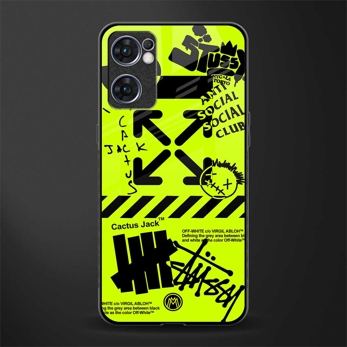 neon travis scott x anti social social club glass case for oppo reno7 5g image
