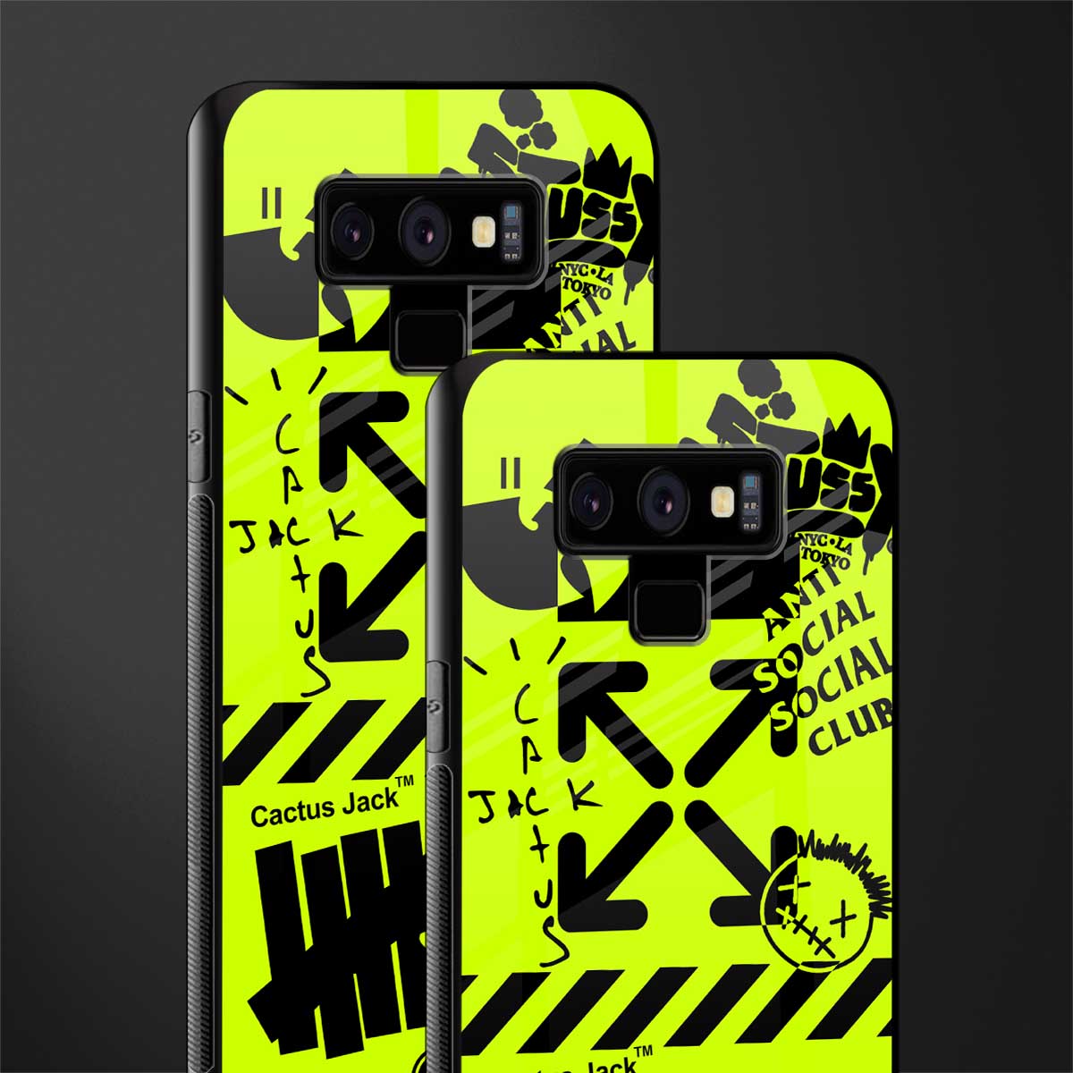 neon travis scott x anti social social club glass case for samsung galaxy note 9 image-2