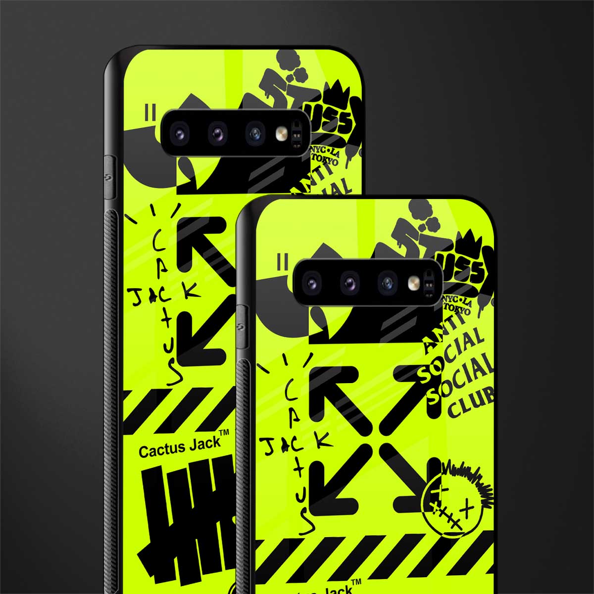 neon travis scott x anti social social club glass case for samsung galaxy s10 image-2