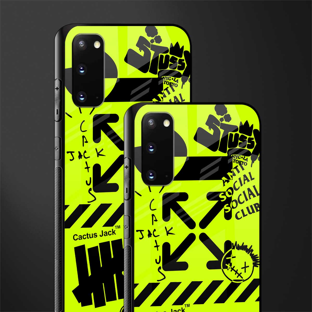 neon travis scott x anti social social club glass case for samsung galaxy s20 image-2