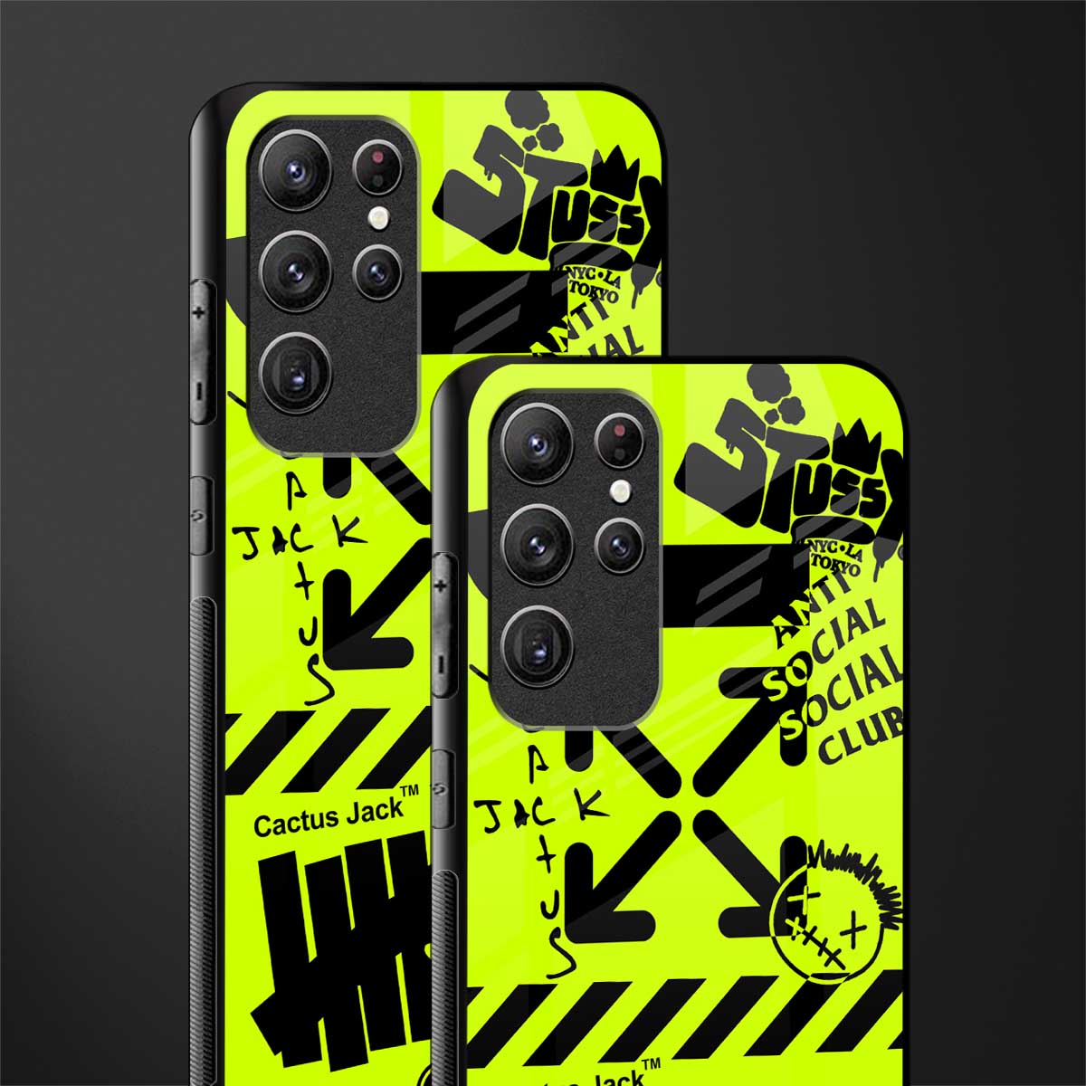 neon travis scott x anti social social club glass case for samsung galaxy s22 ultra 5g image-2