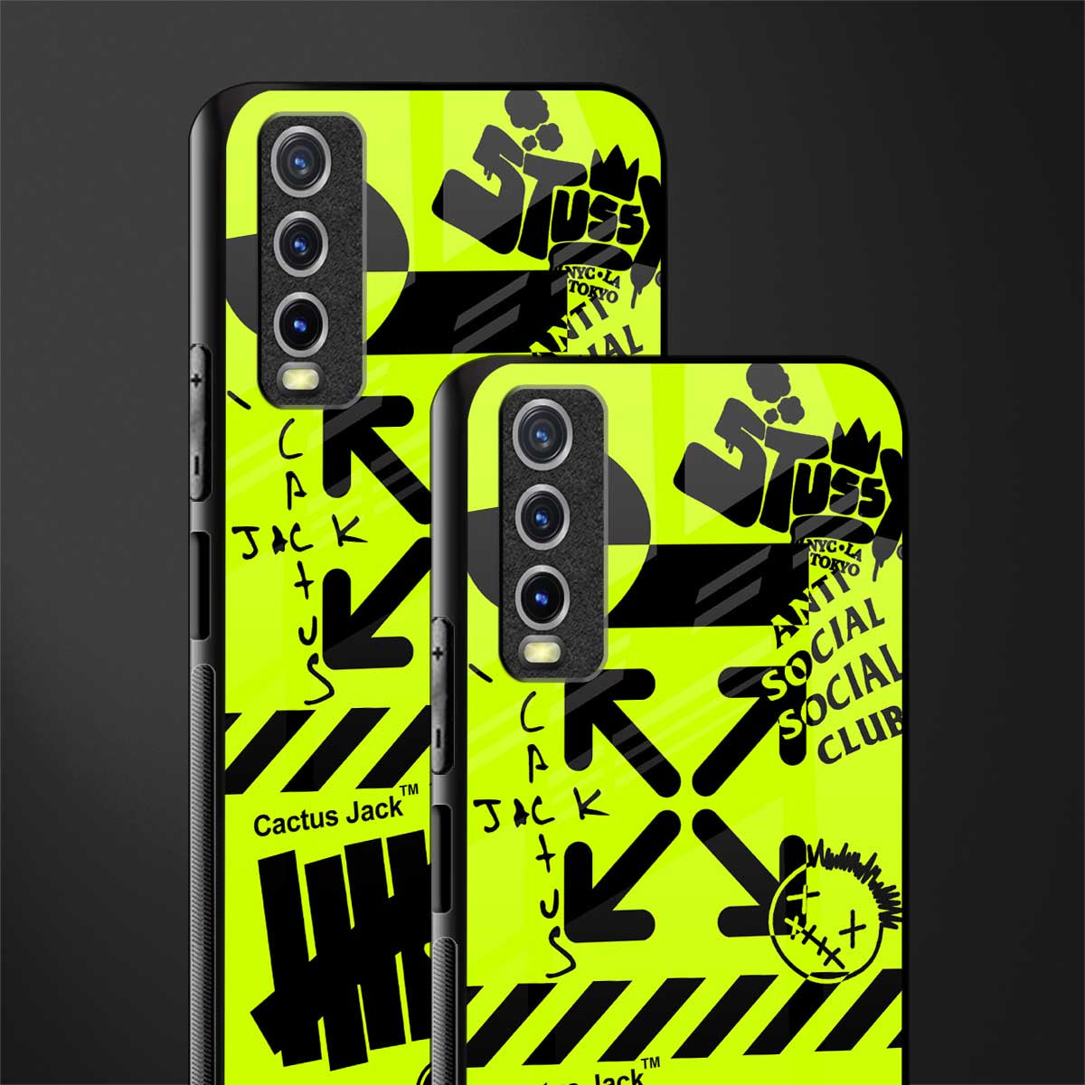 neon travis scott x anti social social club glass case for vivo y12g image-2
