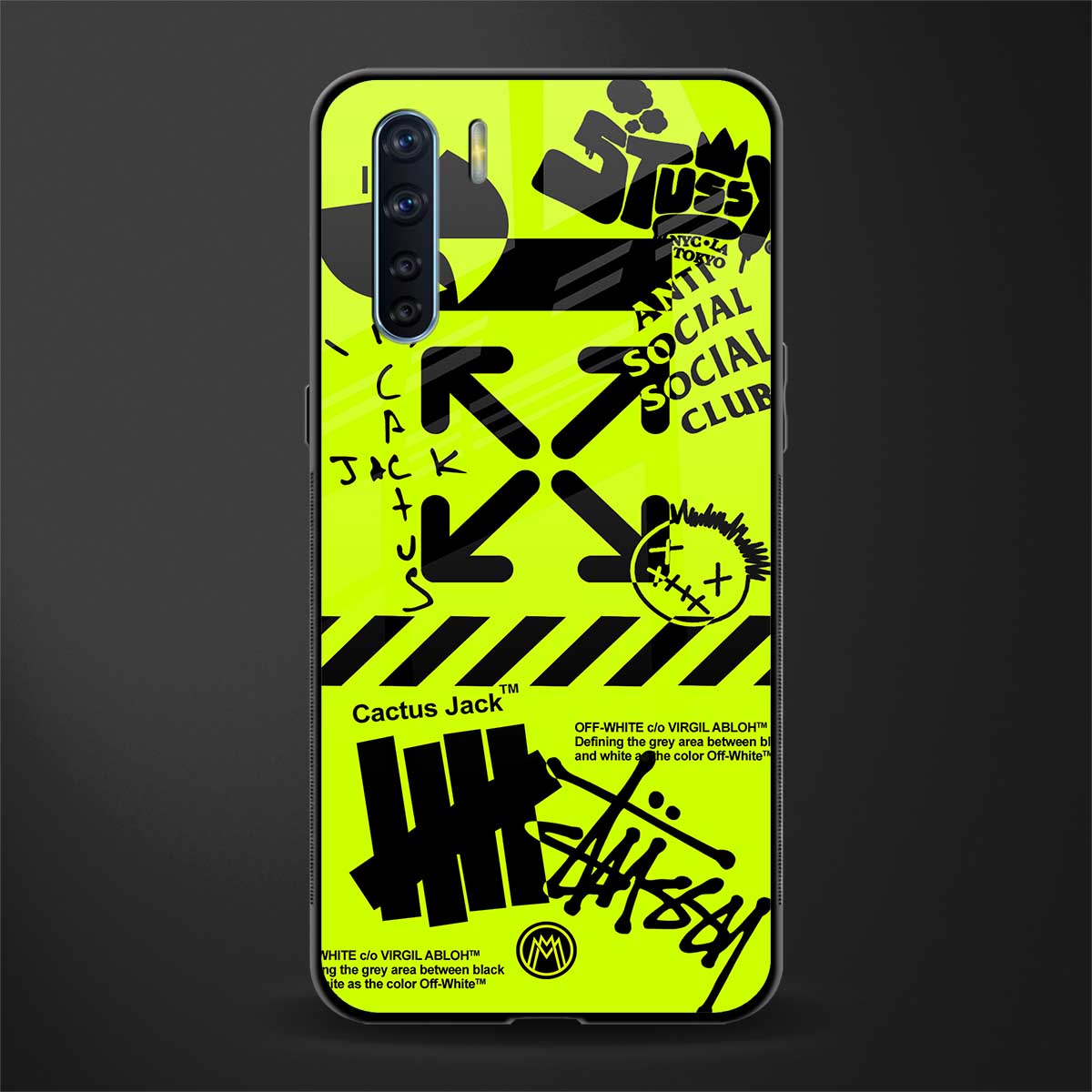 neon travis scott x anti social social club glass case for oppo f15 image
