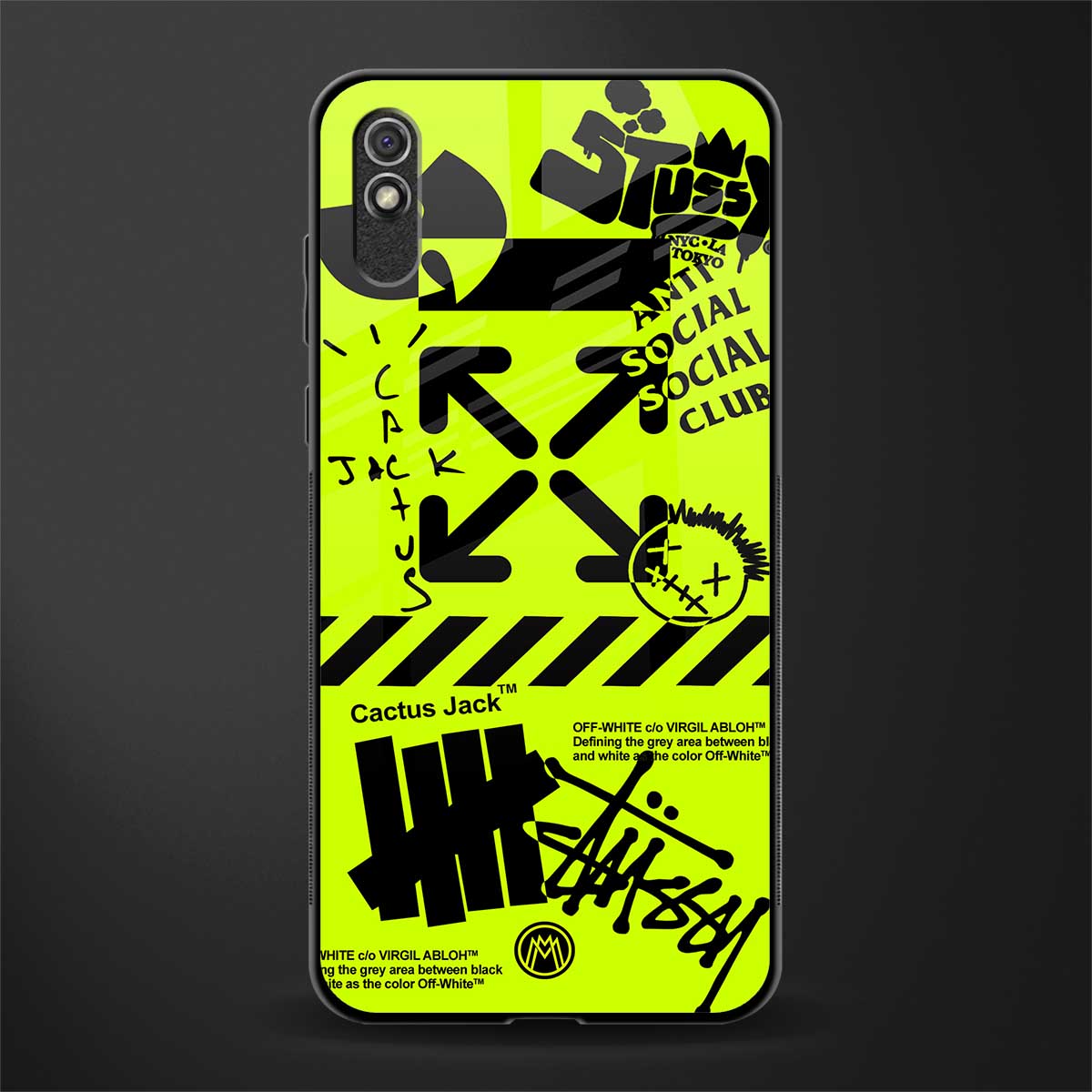neon travis scott x anti social social club glass case for redmi 9i image
