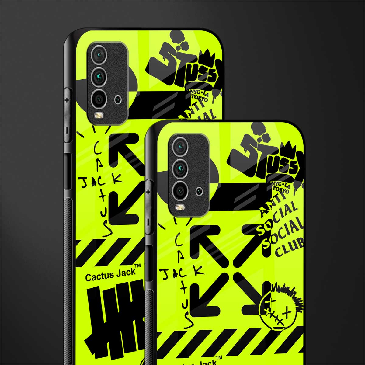neon travis scott x anti social social club glass case for redmi 9 power image-2