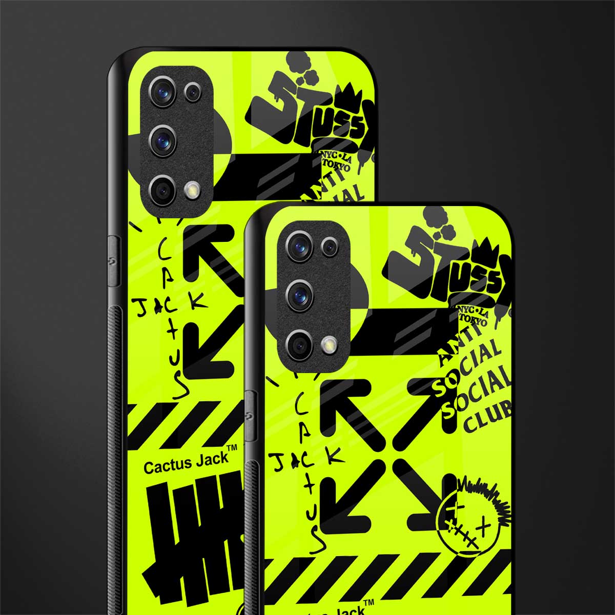 neon travis scott x anti social social club glass case for realme x7 pro image-2