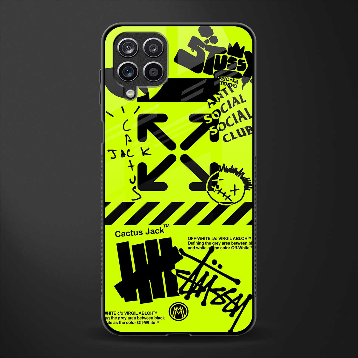 neon travis scott x anti social social club glass case for samsung galaxy m12 image