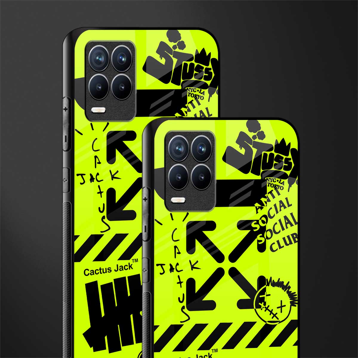 neon travis scott x anti social social club glass case for realme 8 4g image-2