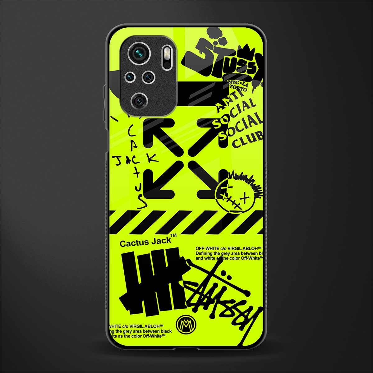 neon travis scott x anti social social club glass case for redmi note 10s image