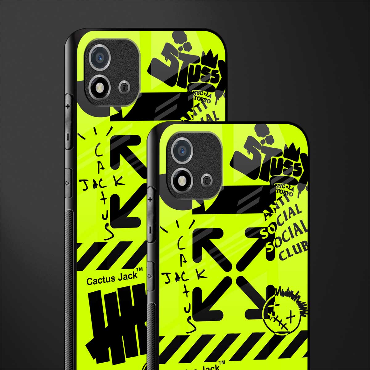 neon travis scott x anti social social club glass case for realme c20 image-2