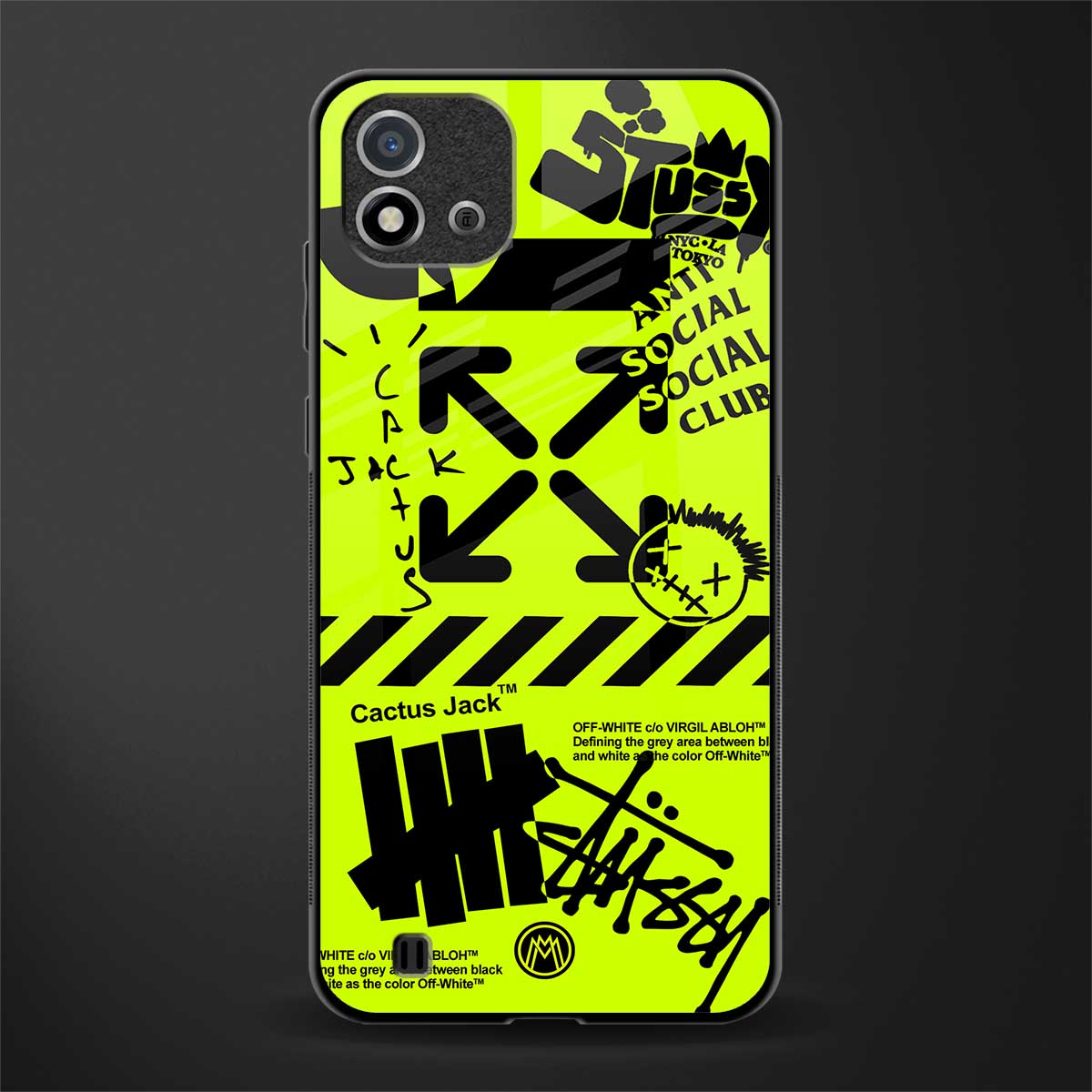 neon travis scott x anti social social club glass case for realme c20 image