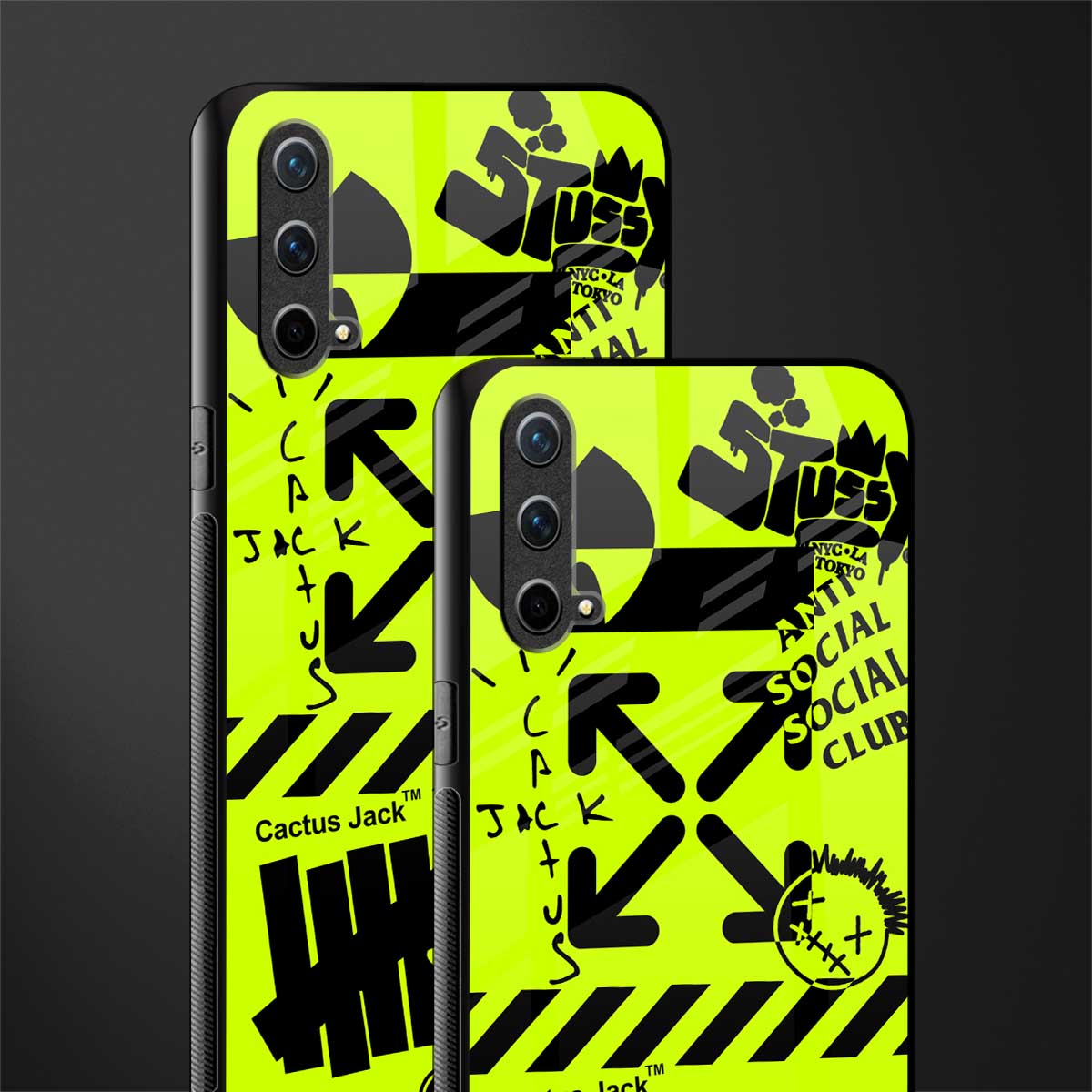 neon travis scott x anti social social club glass case for oneplus nord ce 5g image-2