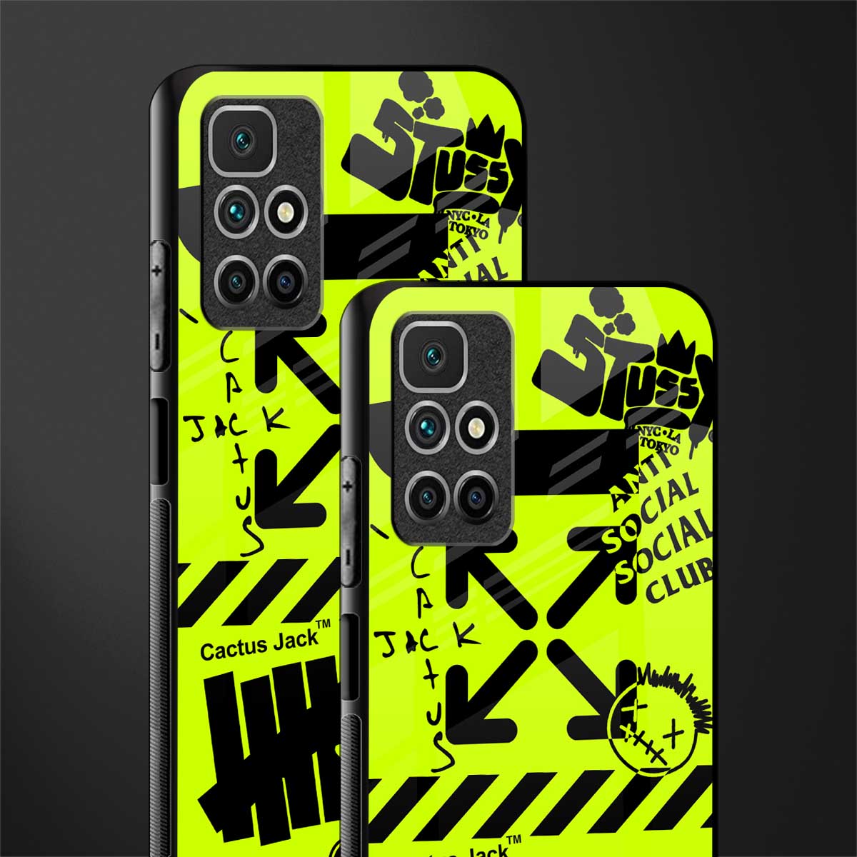 neon travis scott x anti social social club glass case for redmi 10 prime image-2