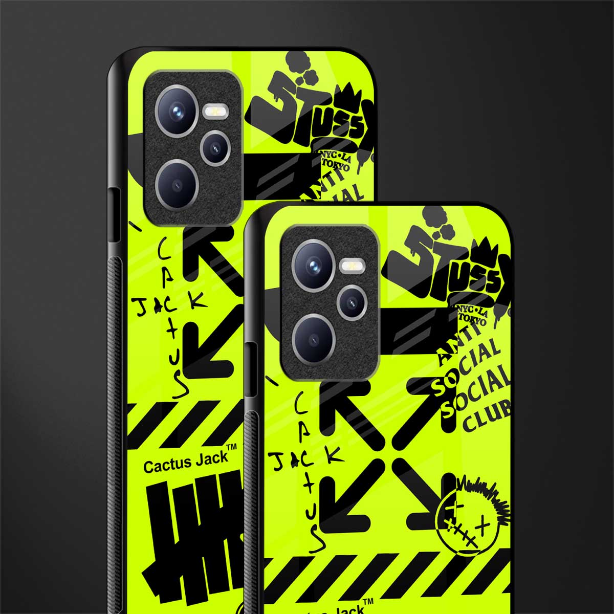 neon travis scott x anti social social club glass case for realme c35 image-2