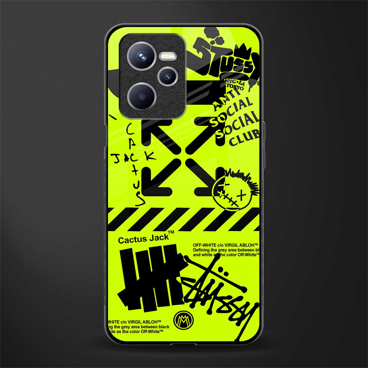 neon travis scott x anti social social club glass case for realme c35 image