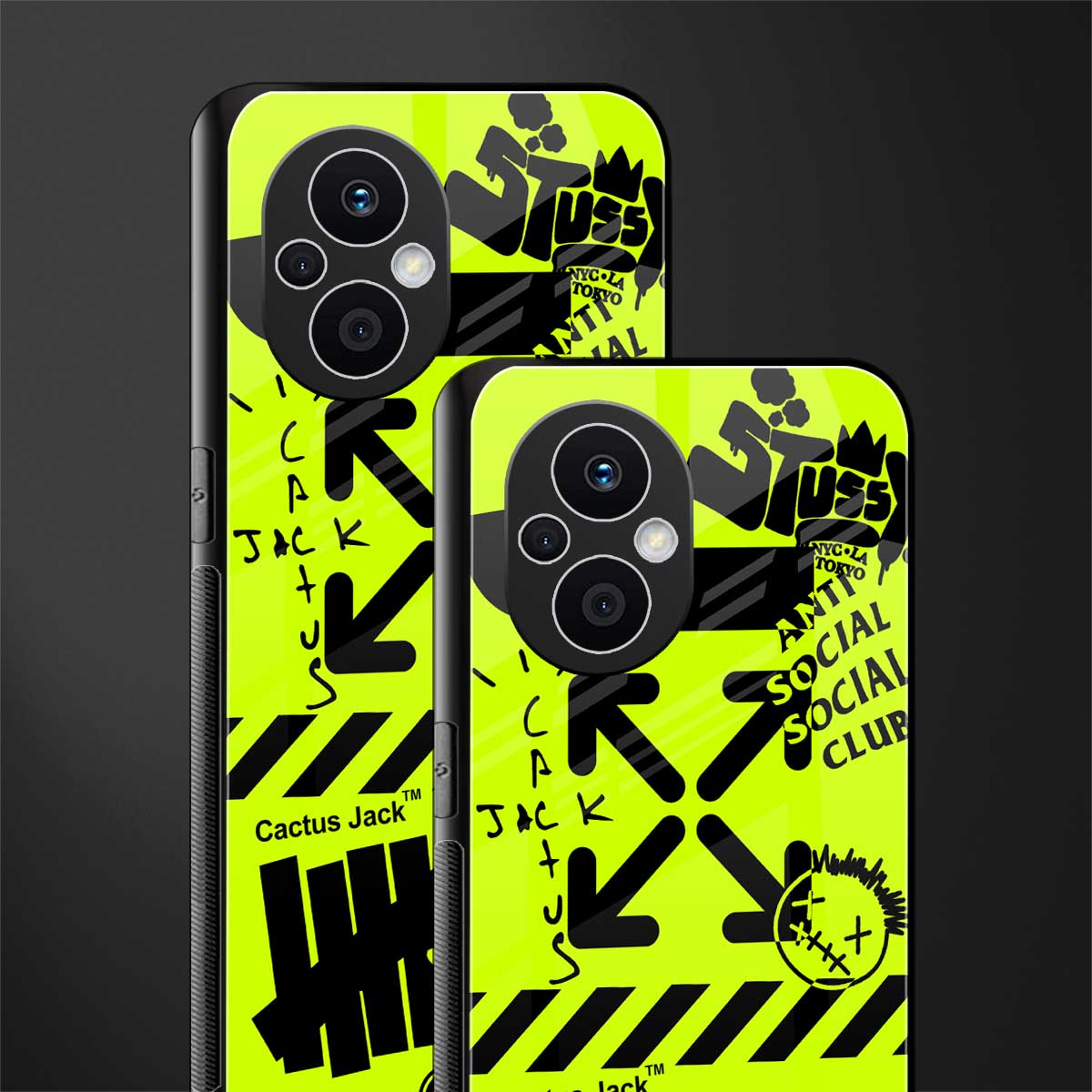 neon travis scott x anti social social club back phone cover | glass case for oppo f21 pro 5g