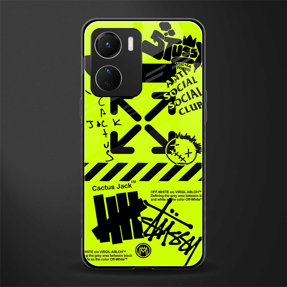 neon travis scott x anti social social club back phone cover | glass case for vivo y16