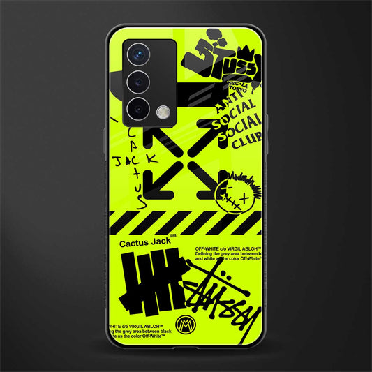 neon travis scott x anti social social club back phone cover | glass case for oppo a74 4g