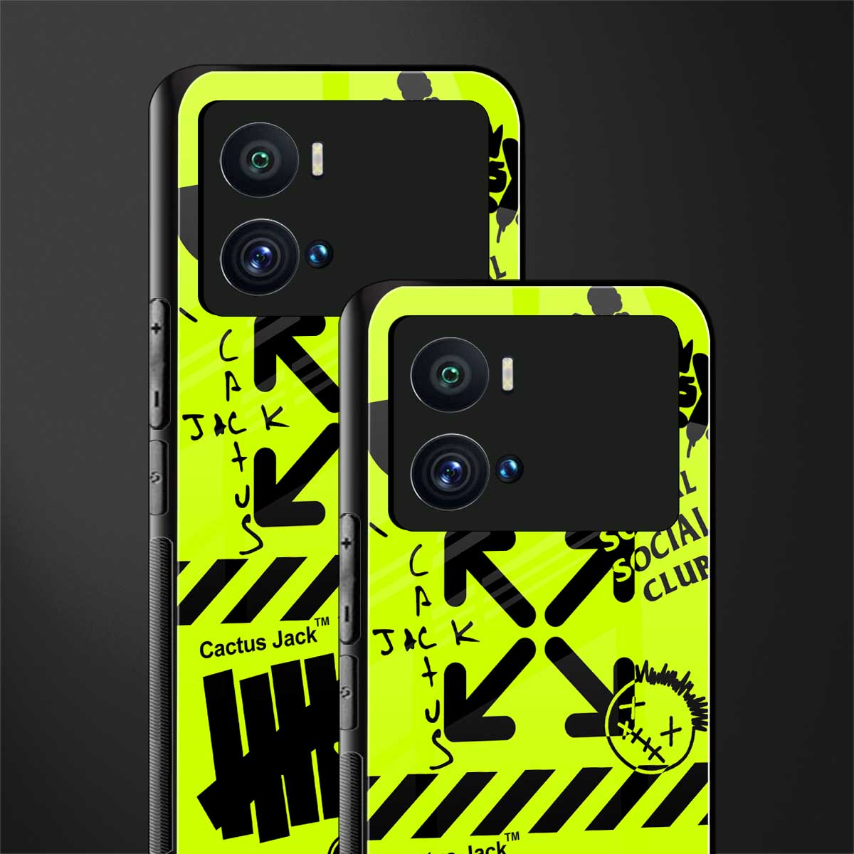 neon travis scott x anti social social club back phone cover | glass case for iQOO 9 Pro