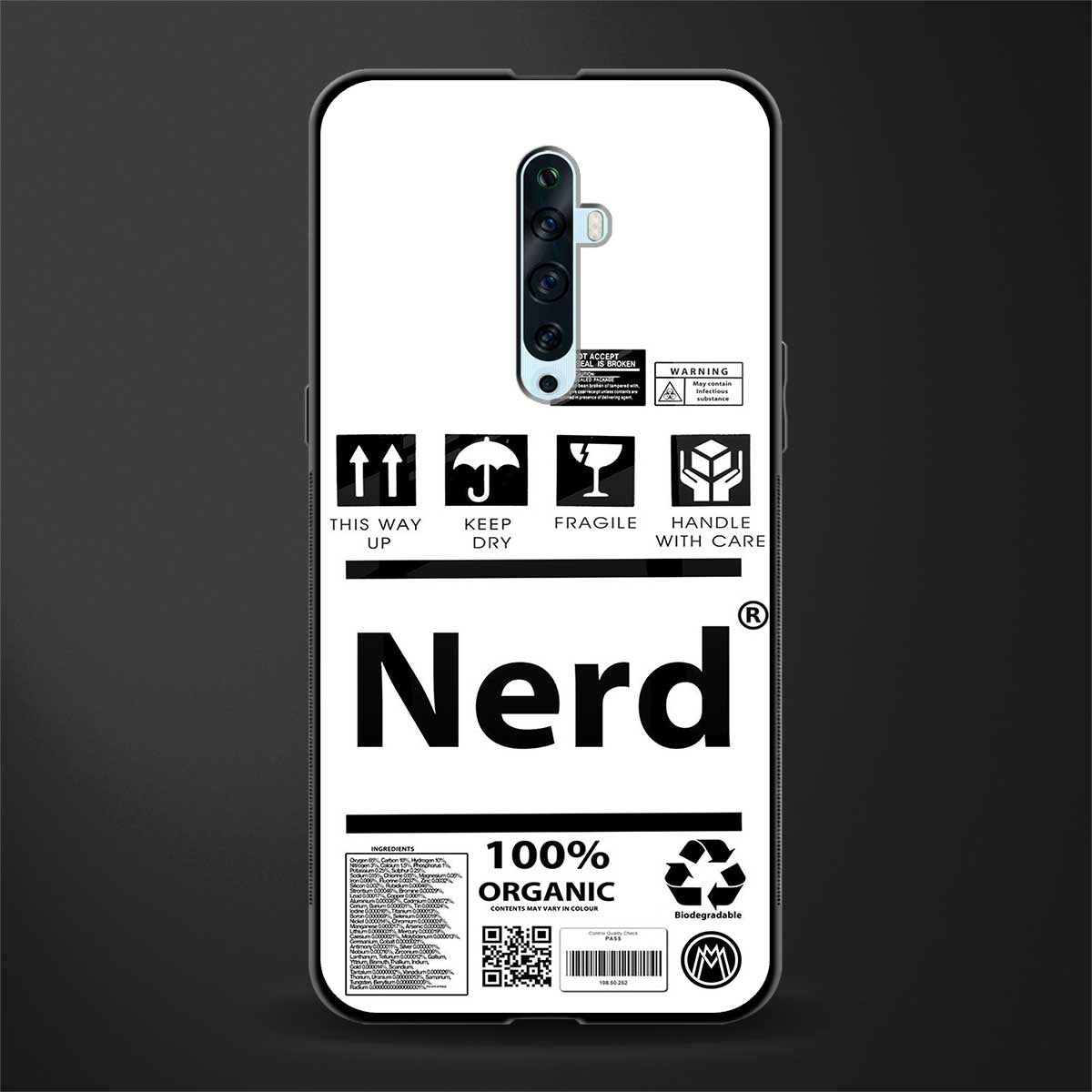 nerd white label glass case for oppo reno 2f image