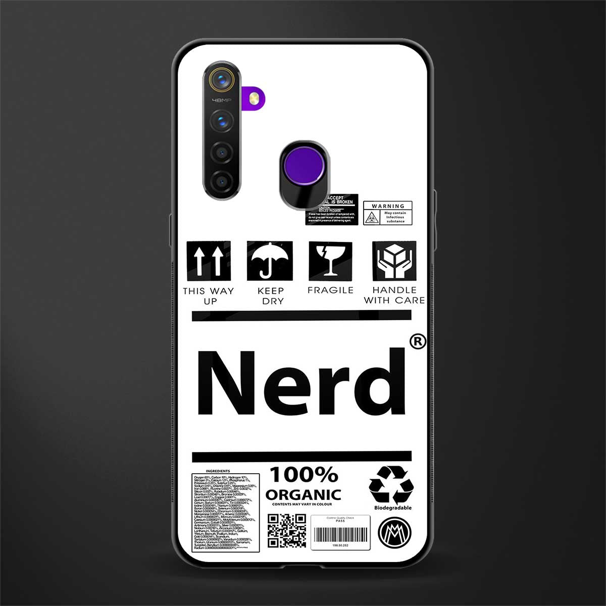 nerd white label glass case for realme 5s image