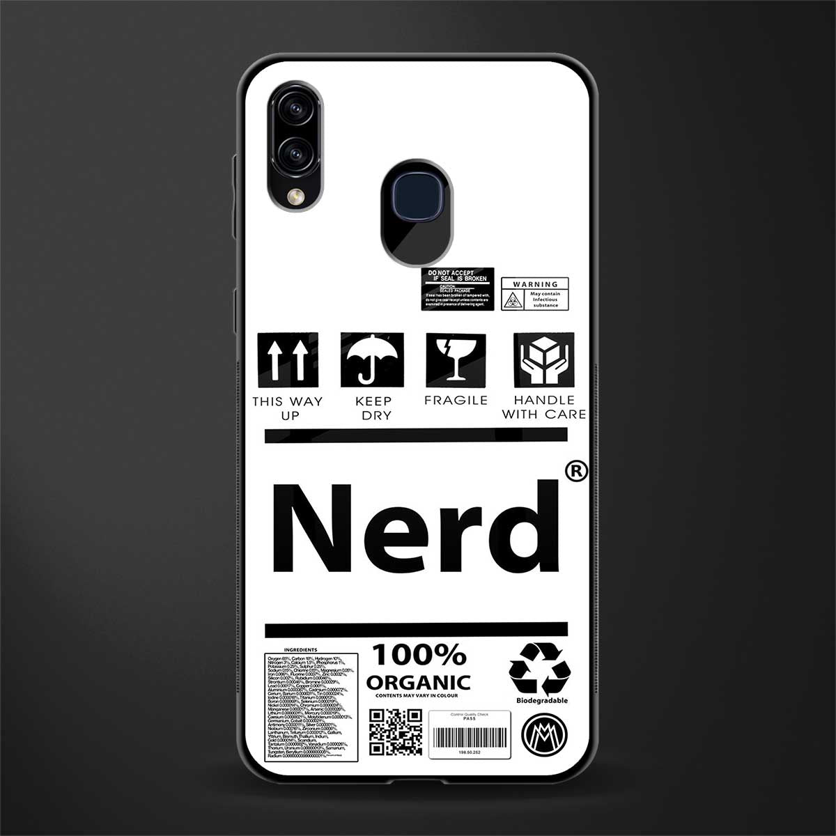nerd white label glass case for samsung galaxy a30 image