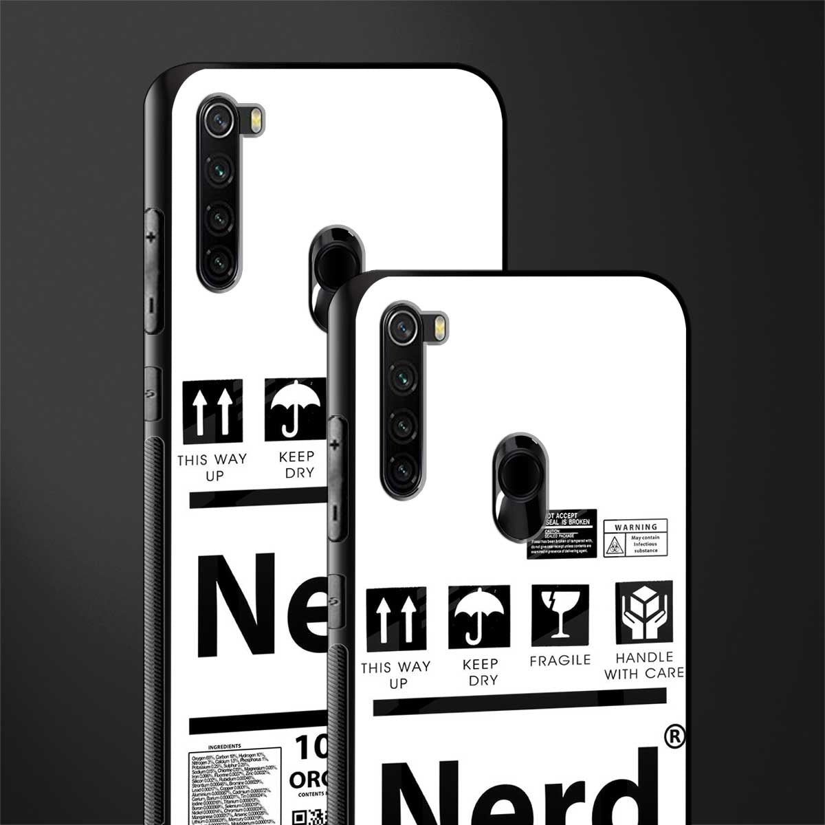 nerd white label glass case for redmi note 8 image-2