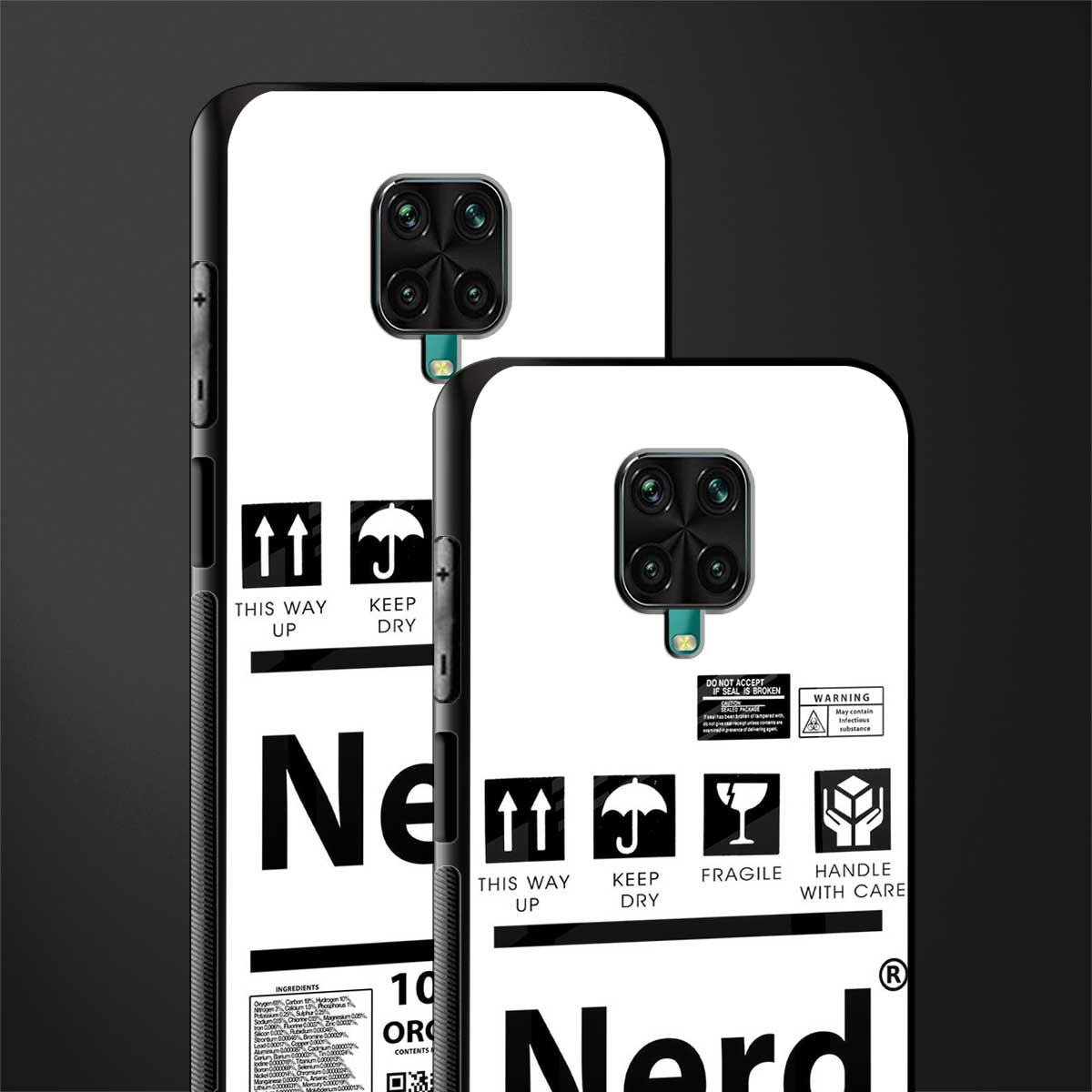 nerd white label glass case for redmi note 9 pro max image-2