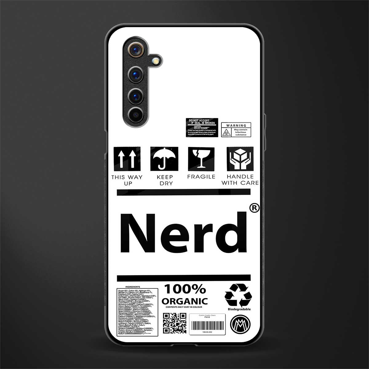 nerd white label glass case for realme 6i image
