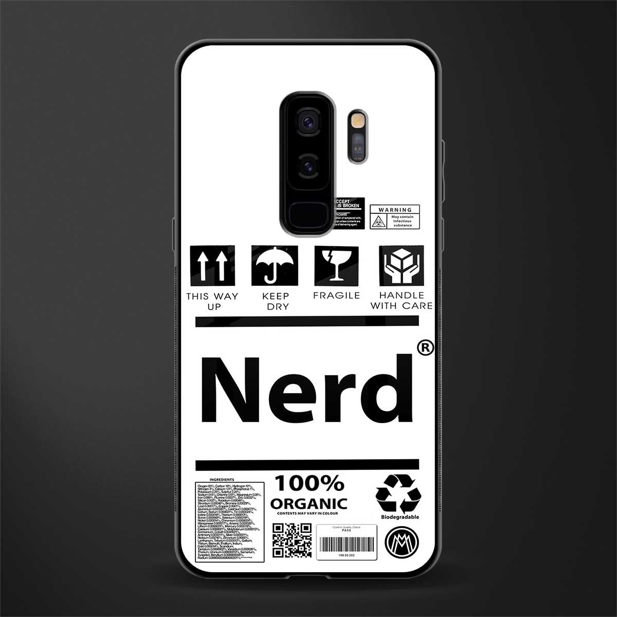 nerd white label glass case for samsung galaxy s9 plus image