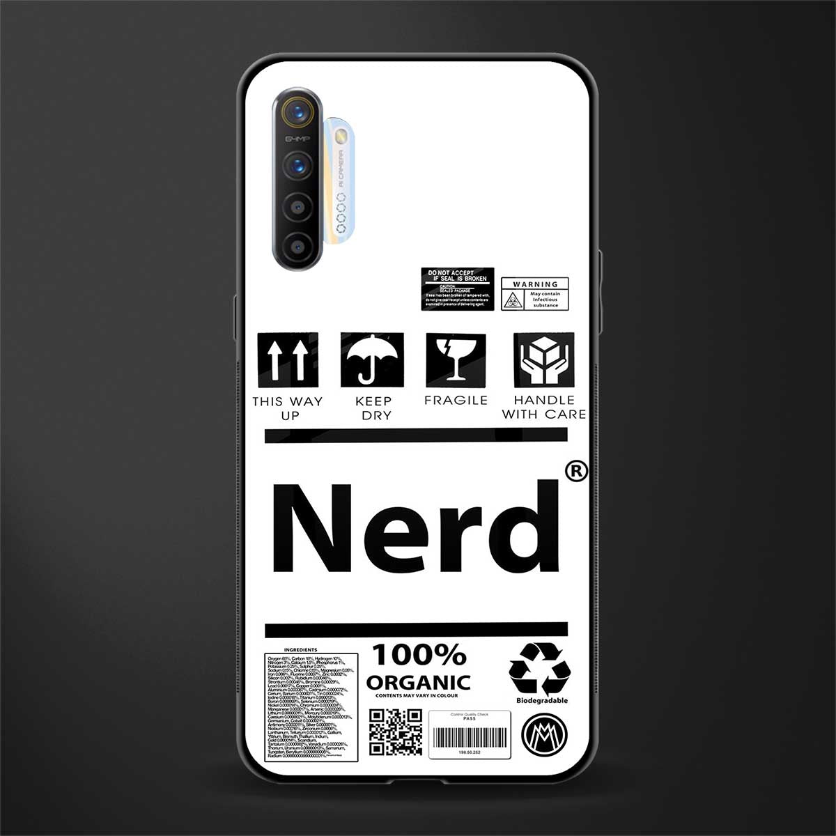 nerd white label glass case for realme x2 image