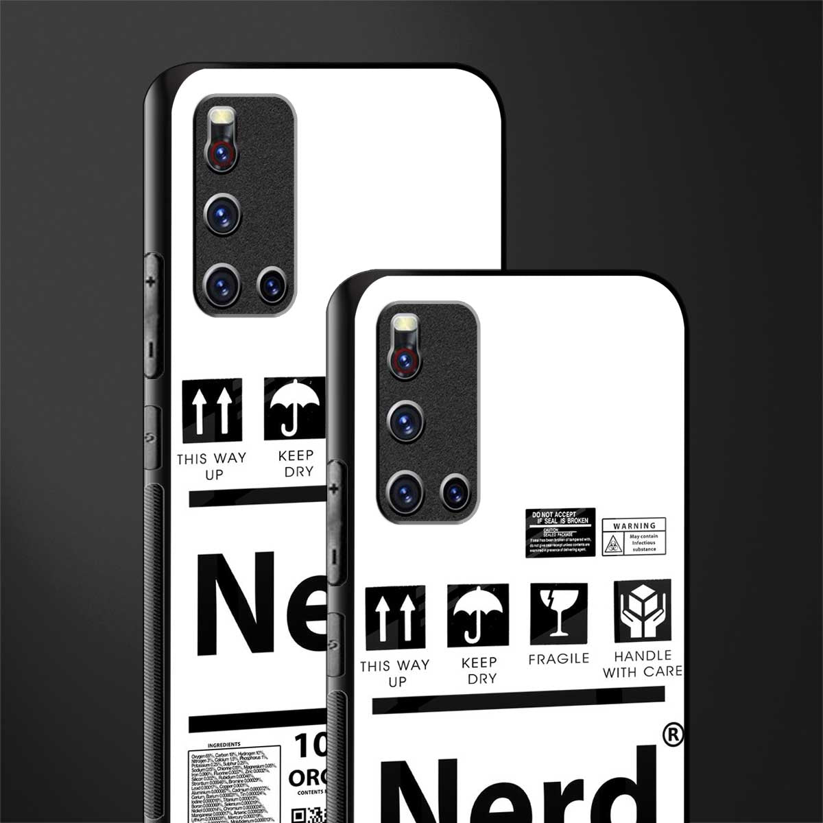 nerd white label glass case for vivo v19 image-2