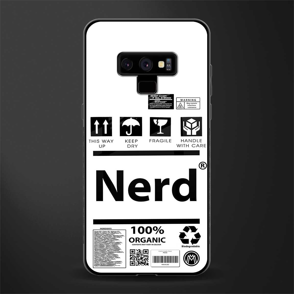 nerd white label glass case for samsung galaxy note 9 image