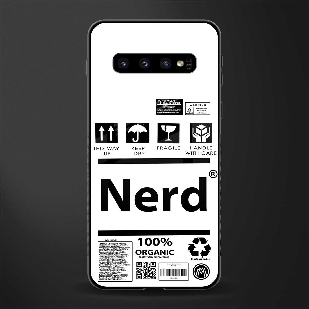 nerd white label glass case for samsung galaxy s10 image