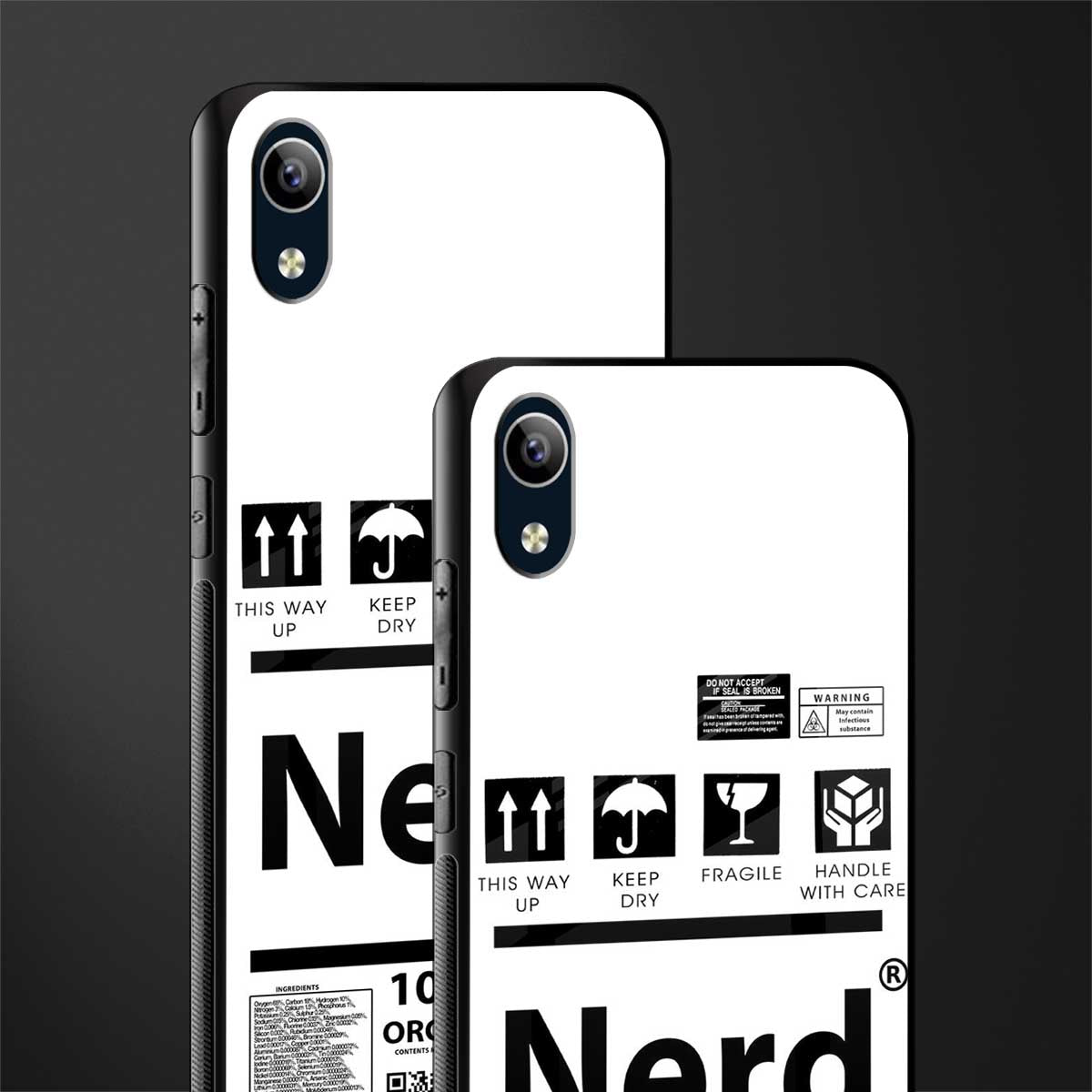 nerd white label glass case for vivo y1s without fingerprint image-2