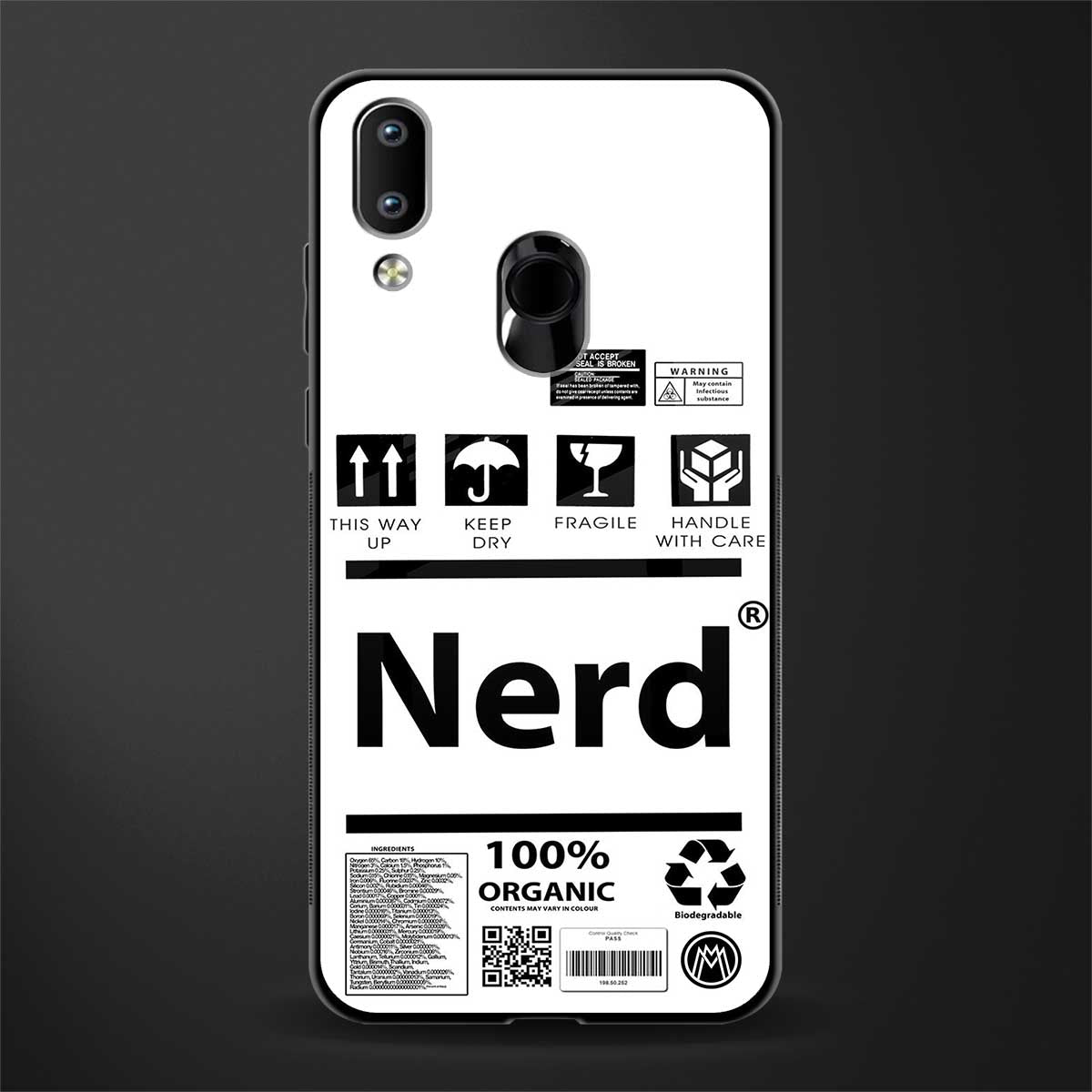 nerd white label glass case for vivo y95 image