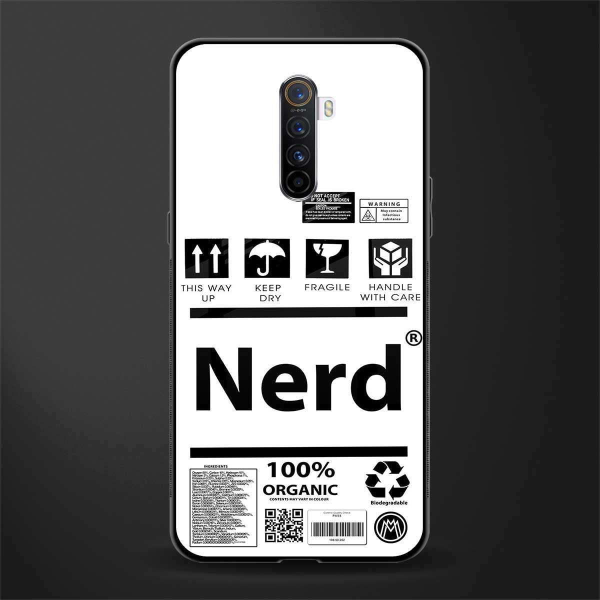 nerd white label glass case for realme x2 pro image
