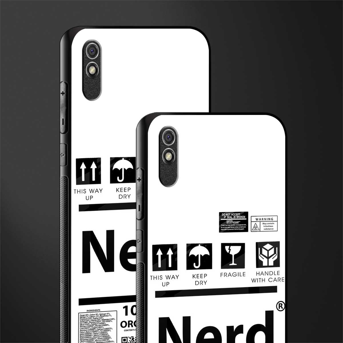 nerd white label glass case for redmi 9a image-2