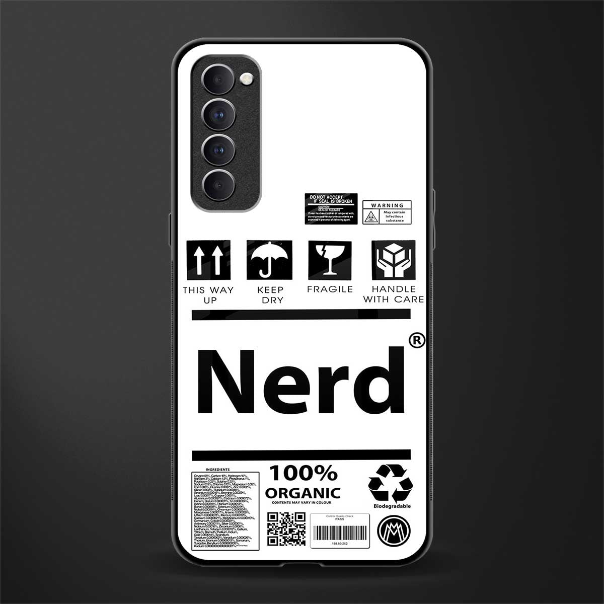 nerd white label glass case for oppo reno 4 pro image