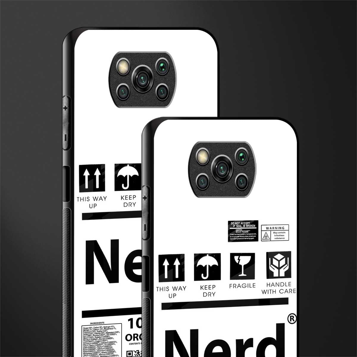 nerd white label glass case for poco x3 image-2