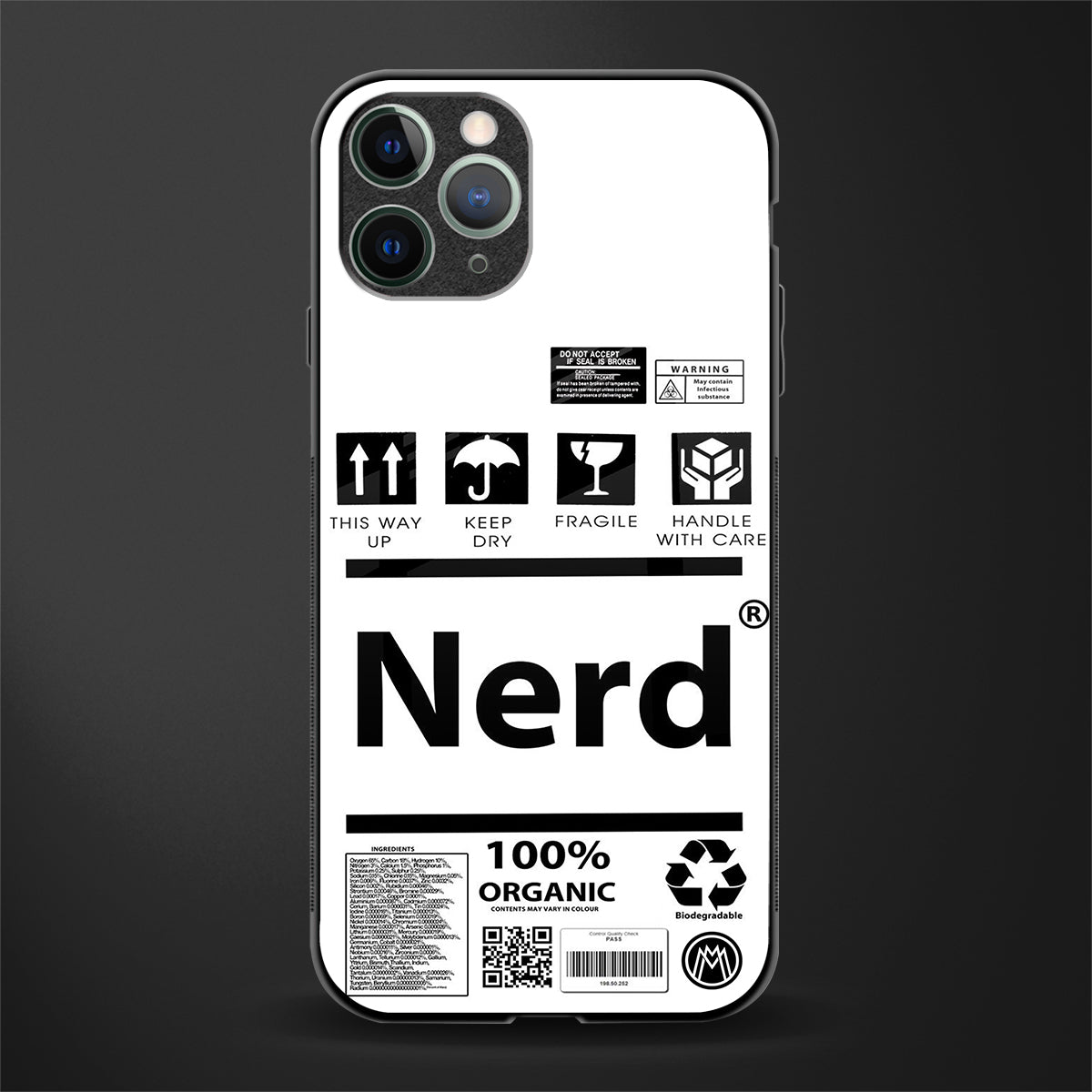 nerd white label glass case for iphone 11 pro image